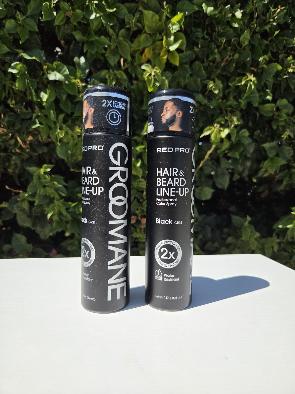 2 Pack RED Pro GROOMANE Hair Beard Color Spray Black 6.6oz Barber Grade